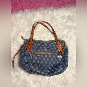 Dooney & Bourke Vintage DB Monogram Nina Denim Canvas Y2K Bag Purse